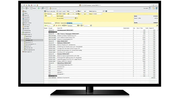 Screenshot einer Veranstaltung mit Vorgängen in der Software Bp Event