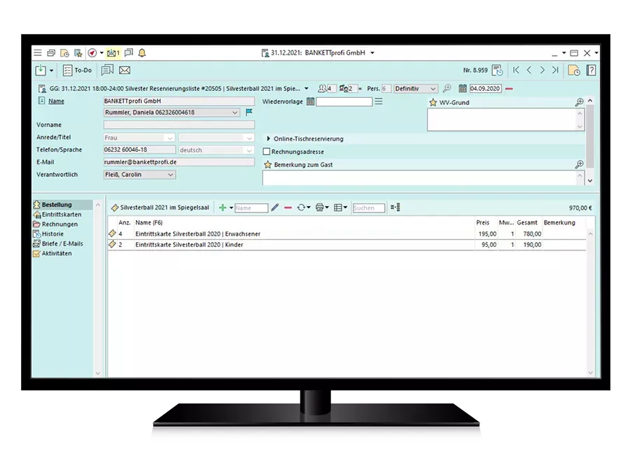Reservierung mit Ticketbuchung