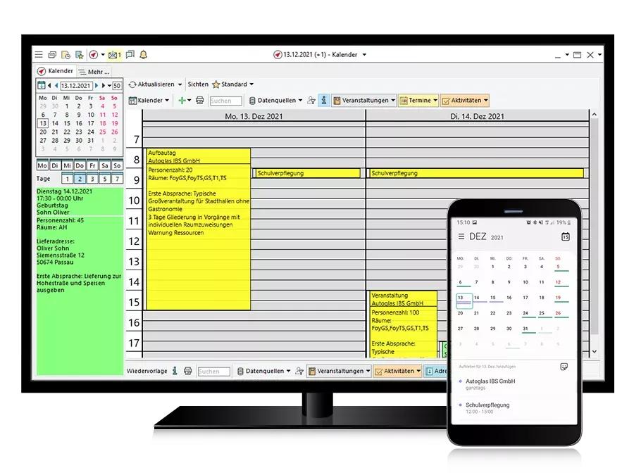 Daten mit dem eigenen Kalender synchronisieren